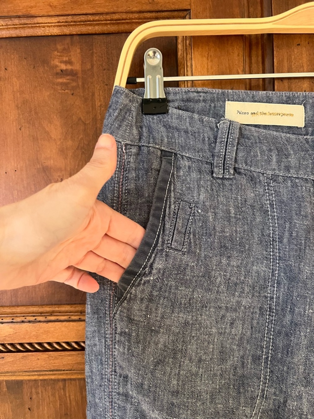 Pilcro & The Letterpress blue linen blend wide leg chambray pants |Size 2 - Picture 10 of 17